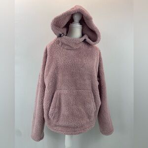 Victoria Secret PINK Oversized Sherpa Teddy Funnel Neck Pullover Hoodie, Large